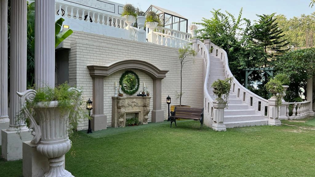 Local location — white garden staircase